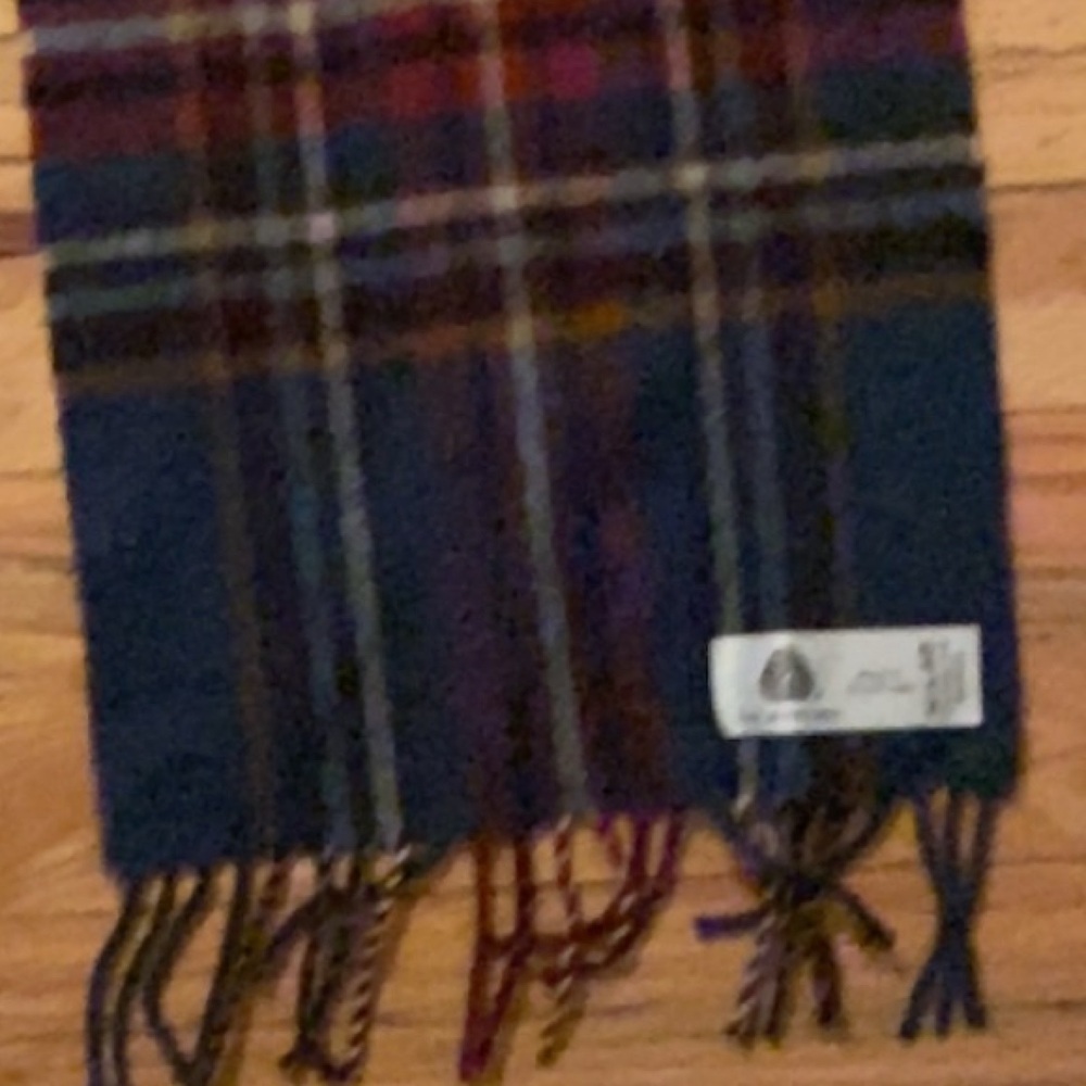 Plaid Wool Scarf Teal and Burgundy